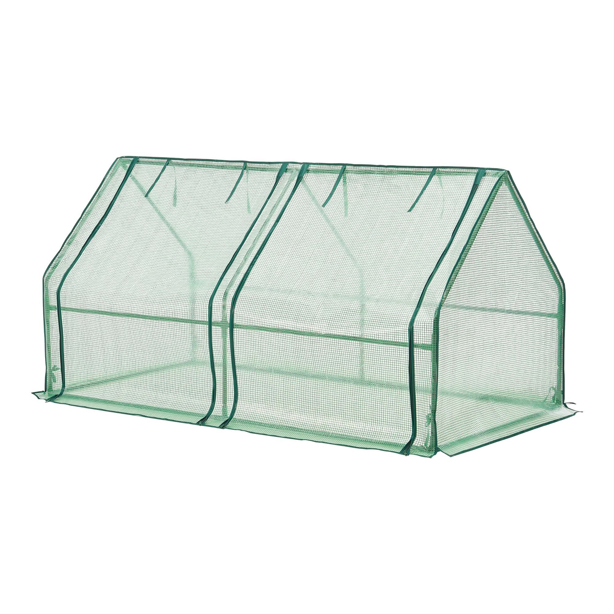Châssis de jardin Nissewaard à 2 fenêtres en acier et polyéthylène 180 x 90 x 90 cm vert [en.casa] - Image 3