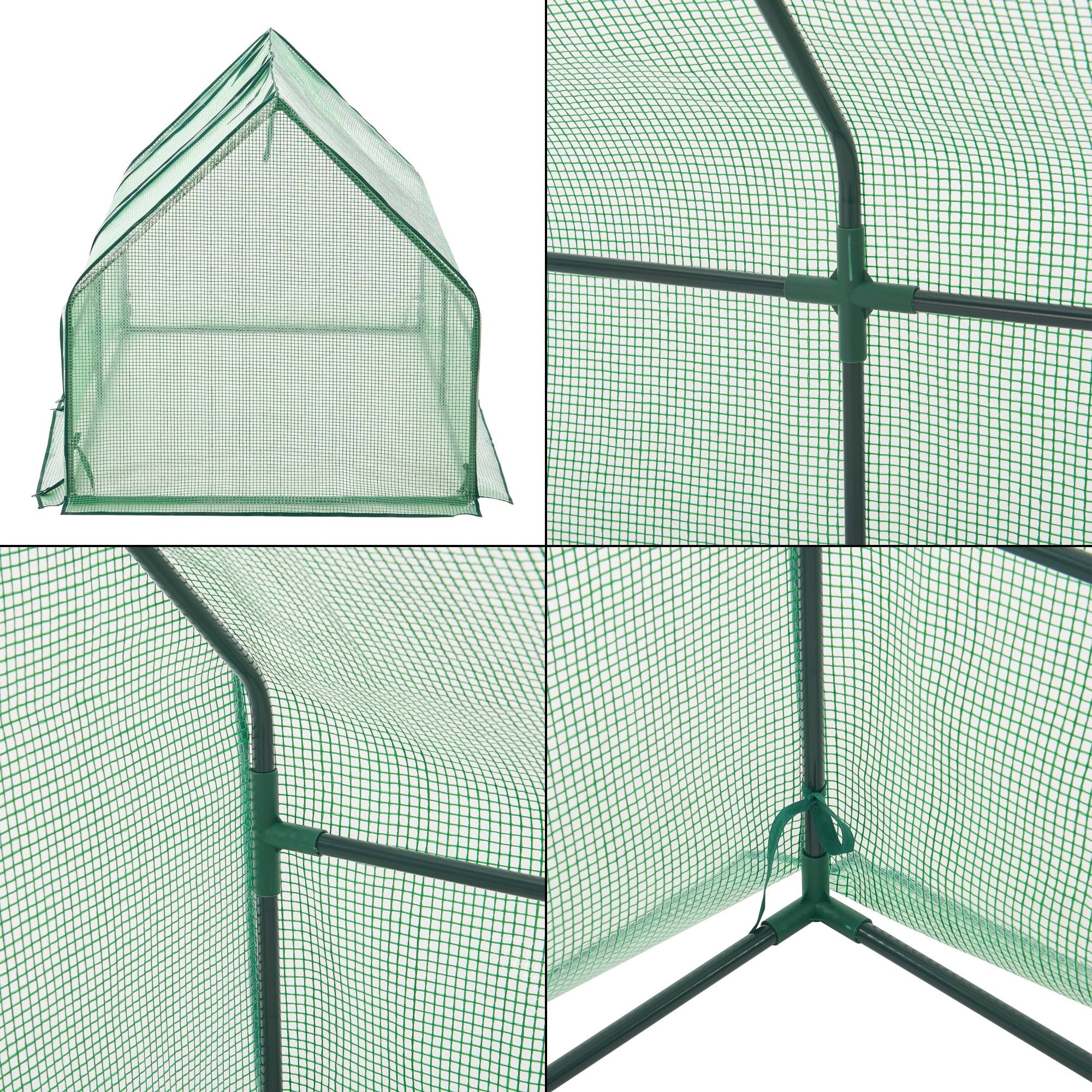 Châssis de jardin Nissewaard à 2 fenêtres en acier et polyéthylène 180 x 90 x 90 cm vert [en.casa] - Image 6