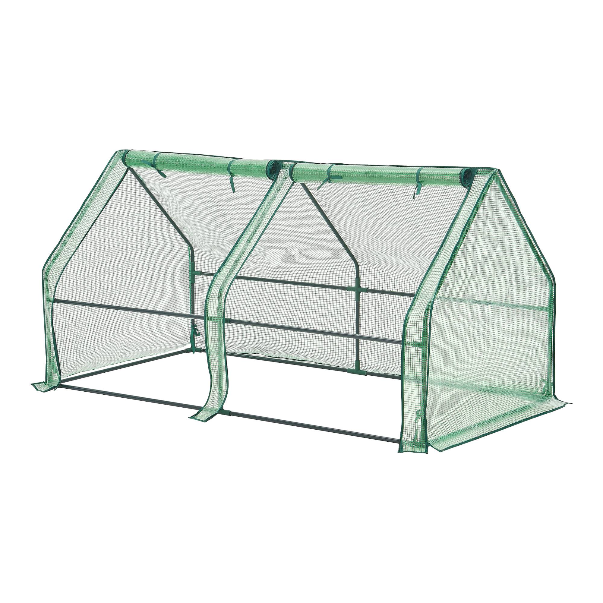 Châssis de jardin Nissewaard à 2 fenêtres en acier et polyéthylène 180 x 90 x 90 cm vert [en.casa] - Image 1