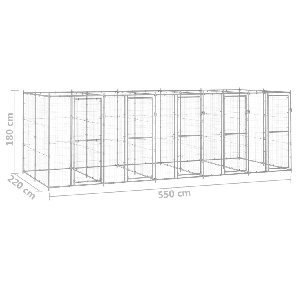 Vidaxl - Chenil extérieur Acier galvanisé 12,1 m² vidaXL 3082285 - Imagen 3