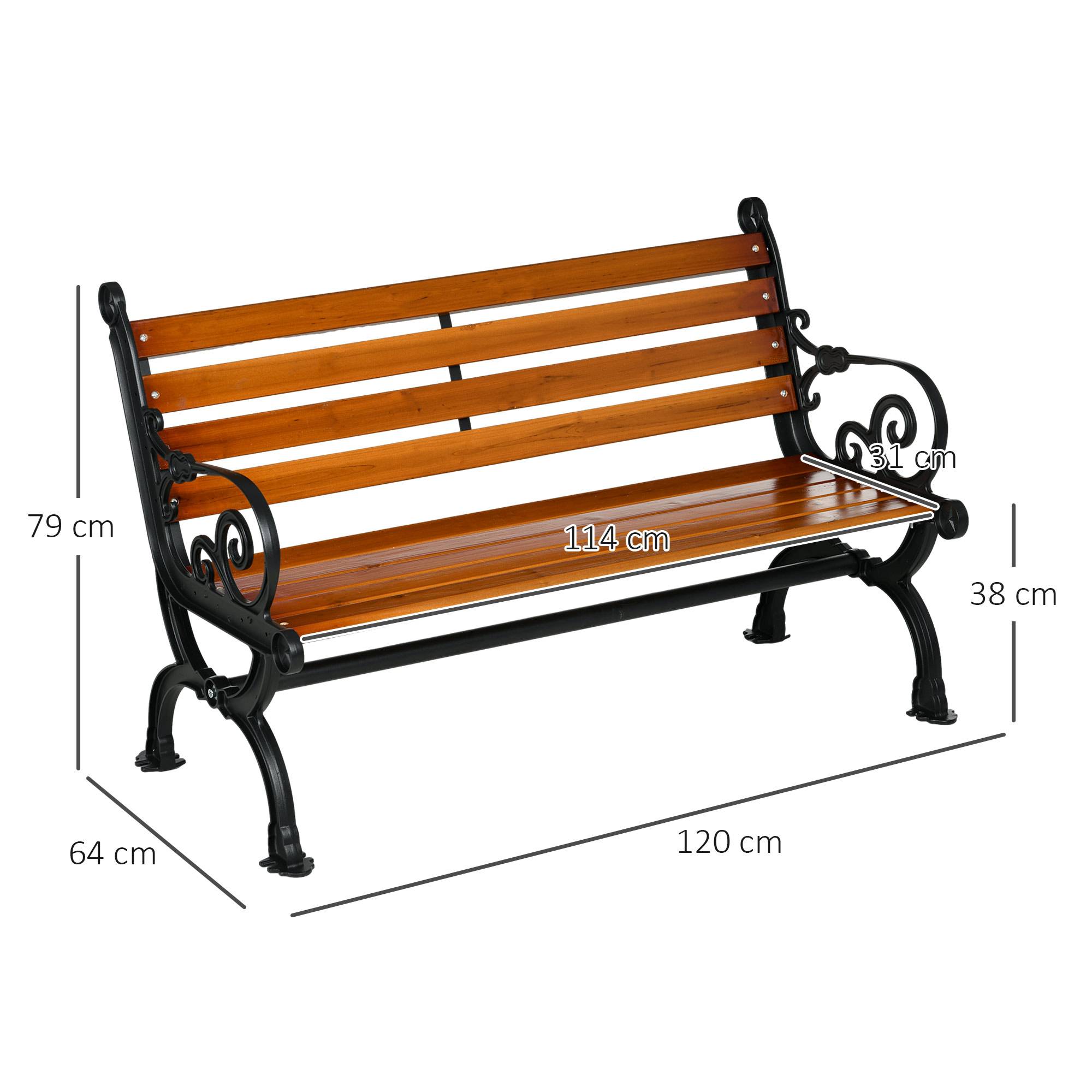 Banc de jardin bois aluminium terrasse parc dossier accoudoirs 120x64x79cm teck - ComfortXL Outdoor Living - Image 5