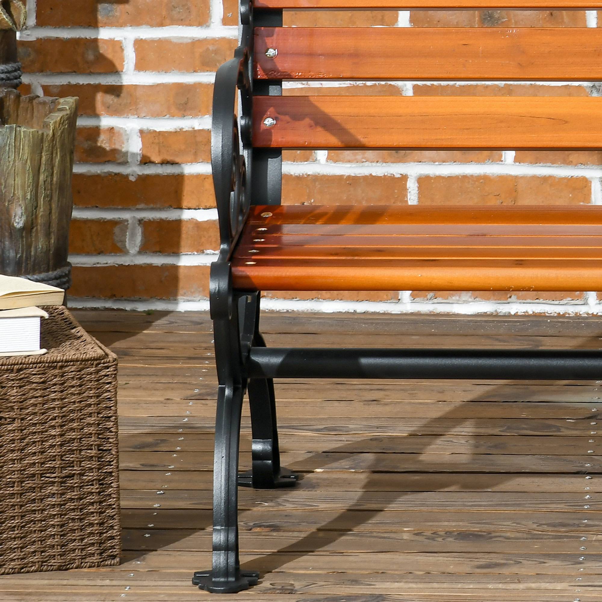 Banc de jardin bois aluminium terrasse parc dossier accoudoirs 120x64x79cm teck - ComfortXL Outdoor Living - Image 9