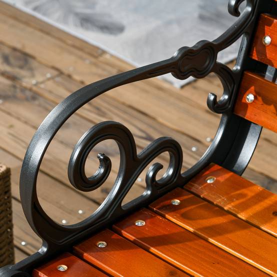 Banc de jardin bois aluminium terrasse parc dossier accoudoirs 120x64x79cm teck - ComfortXL Outdoor Living - Image 10