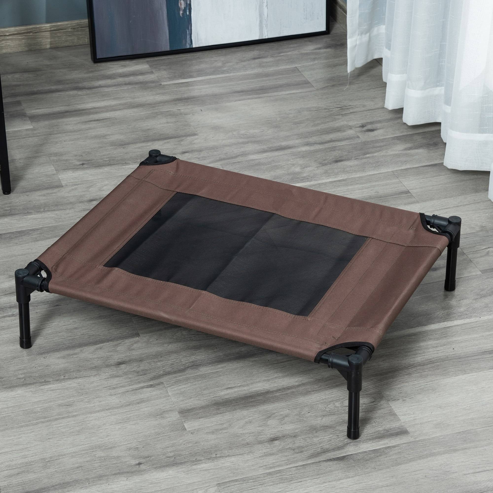 Lit surélevé chien chat métal tissu oxford aéré usage intérieur extérieur 76cm marron - ComfortXL Outdoor Living - Image 4