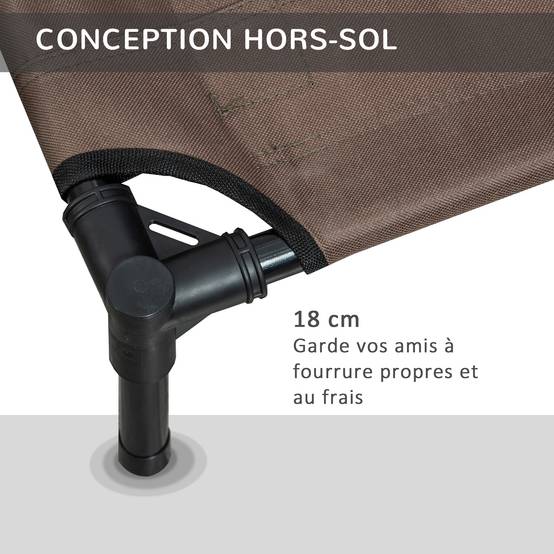 Lit surélevé chien chat métal tissu oxford aéré usage intérieur extérieur 76cm marron - ComfortXL Outdoor Living - Image 6