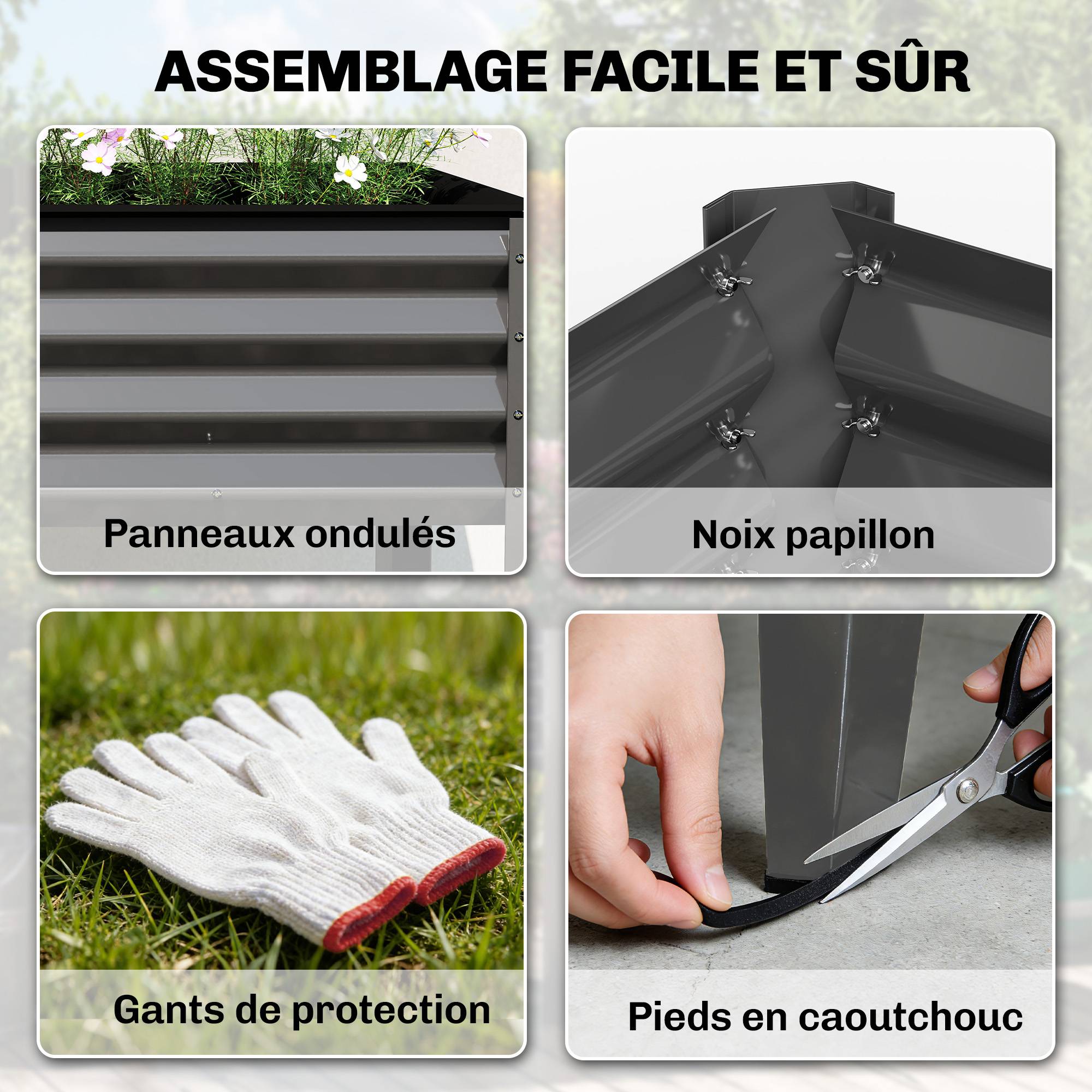 ComfortXL - Potager sur pieds métal galvanisé grande capacité extérieur 180x55x80cm gris - ComfortXL Outdoor Living - Image 8