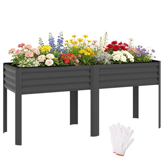 ComfortXL - Potager sur pieds métal galvanisé grande capacité extérieur 180x55x80cm gris - ComfortXL Outdoor Living - Image 1