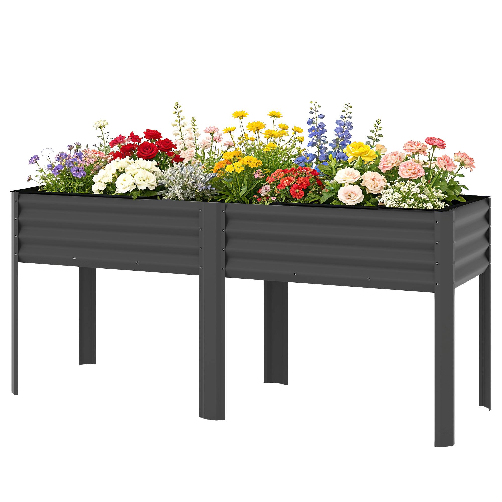 ComfortXL - Potager sur pieds métal galvanisé grande capacité extérieur 180x55x80cm gris - ComfortXL Outdoor Living - Image 2