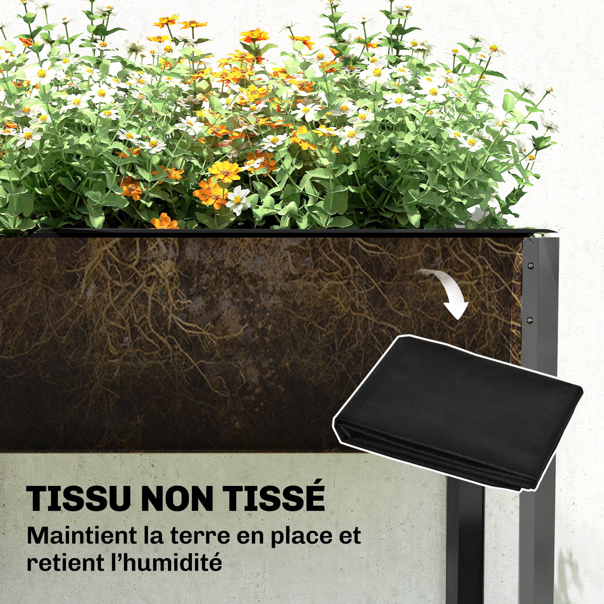 ComfortXL - Potager sur pieds métal galvanisé grande capacité extérieur 180x55x80cm gris - ComfortXL Outdoor Living - Image 10