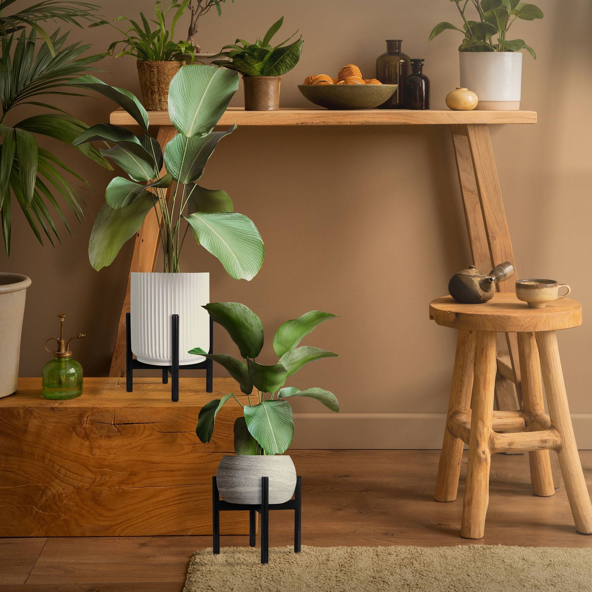 Ml-Design - 3x Support de plantes/fleurs en métal noir porte-fleurs taille réglable 29x30 cm - Imagen 6