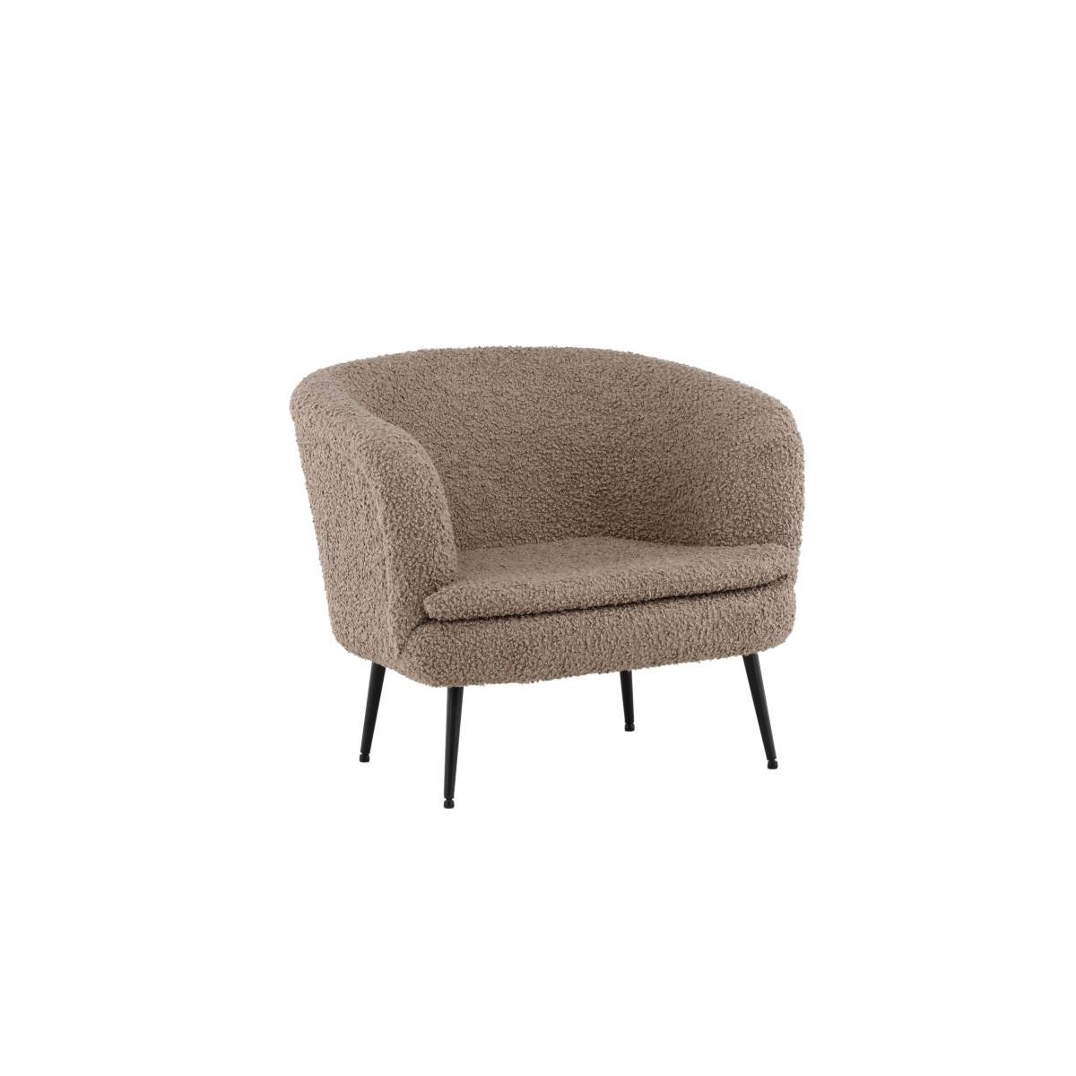Paris Prix - Fauteuil Design Bouclette "Nordkoster" 81cm Beige Foncé - Image 3