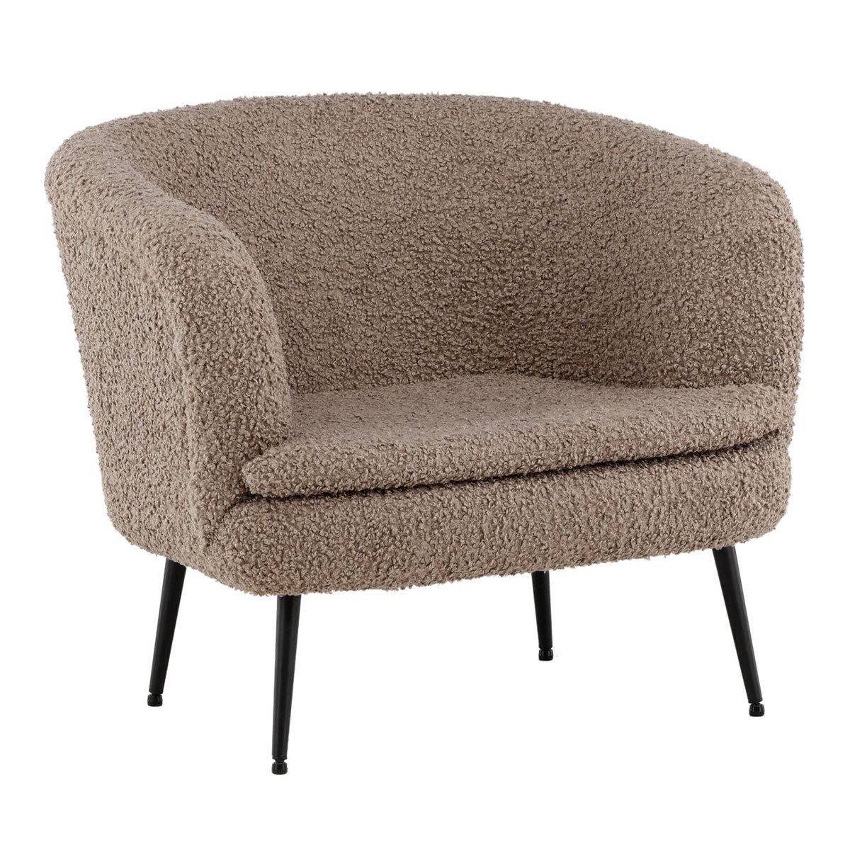 Paris Prix - Fauteuil Design Bouclette "Nordkoster" 81cm Beige Foncé - Image 1