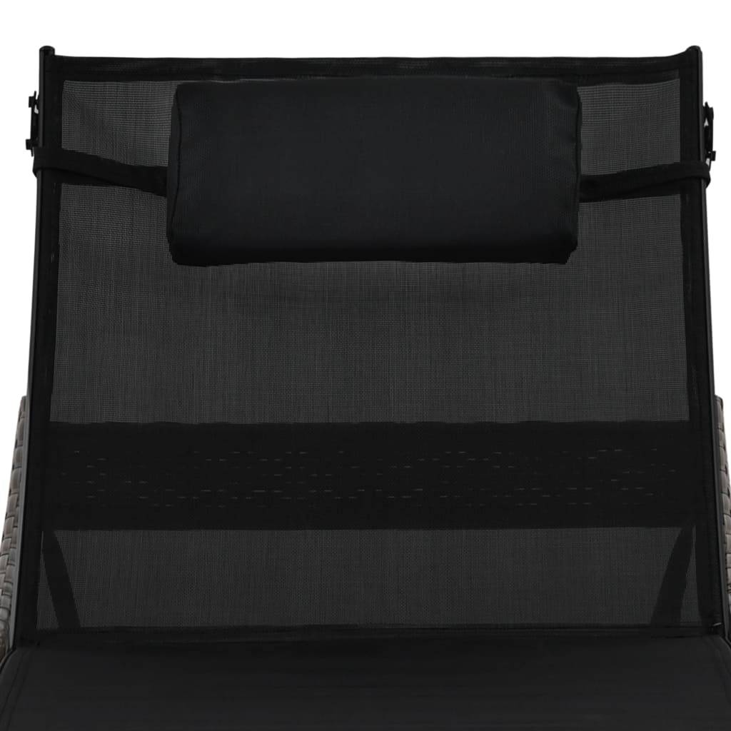 Helloshop26 - Transat chaise longue bain de soleil lit de jardin terrasse meuble d'extérieur avec oreiller résine tressée marron - Imagen 5