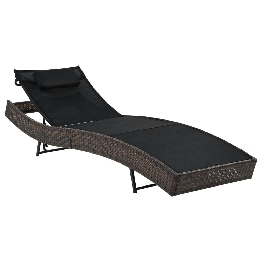 Helloshop26 - Transat chaise longue bain de soleil lit de jardin terrasse meuble d'extérieur avec oreiller résine tressée marron - Imagen 1