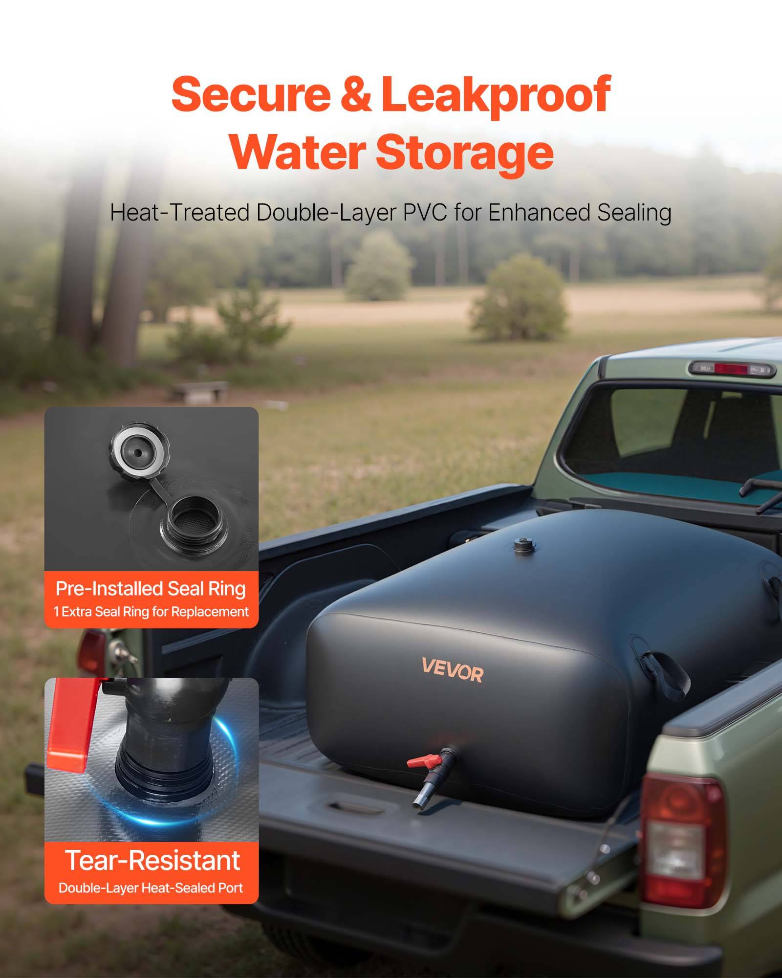 Vevor - VEVOR Réservoir d'Eau Souple Vessie de Stockage Eau Pliable 330 L PVC 1000D Noir - Image 4
