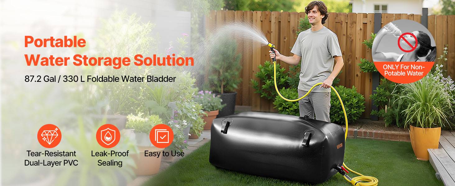 Vevor - VEVOR Réservoir d'Eau Souple Vessie de Stockage Eau Pliable 330 L PVC 1000D Noir - Image 9