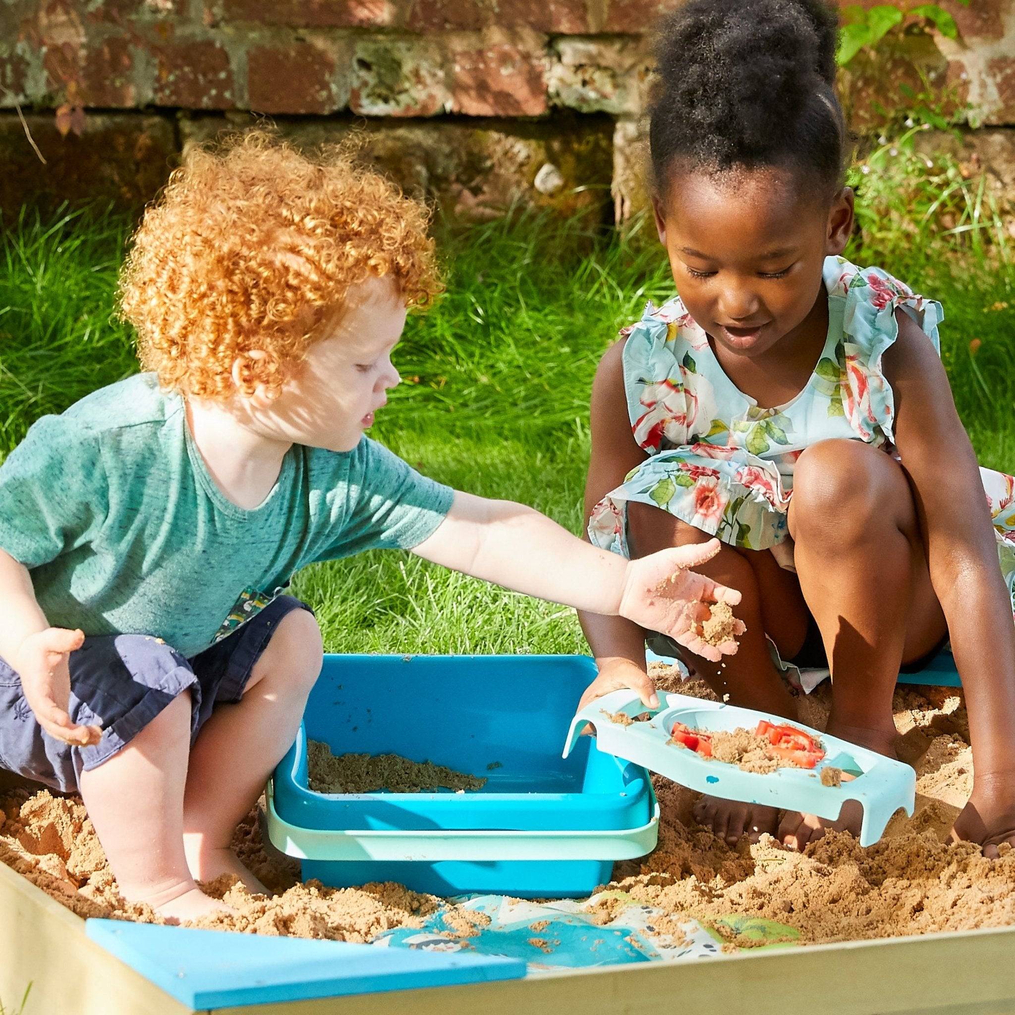 Bac à sable bois FSC® avec bancs intégrés et kit de jeux EXPLORATEUR - Image 3