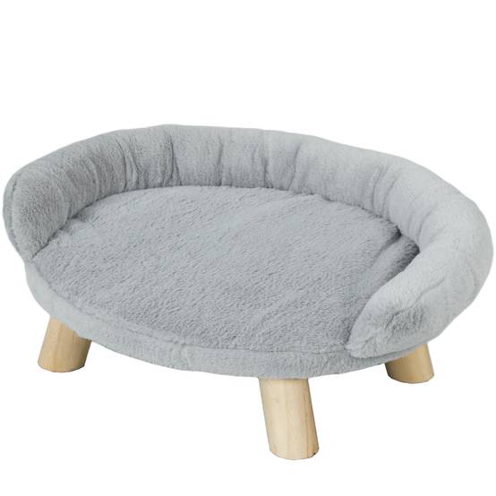 Sans Marque - Canapé-lit peluche amovible chiens chats dossier 47x40x20 cm gris - Image 2