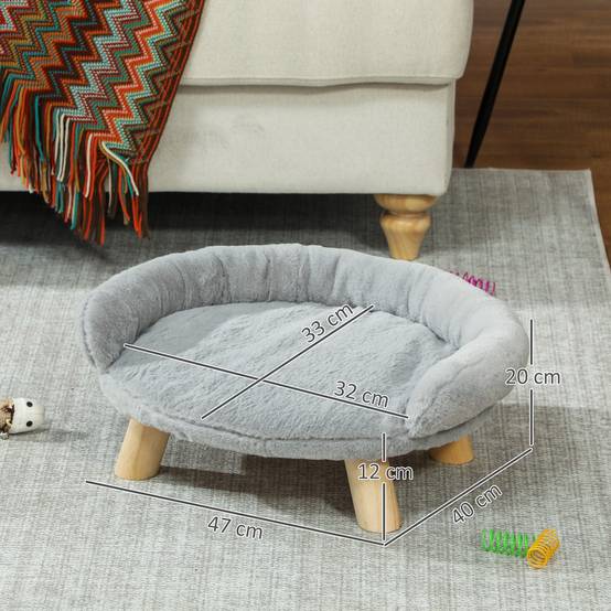 Sans Marque - Canapé-lit peluche amovible chiens chats dossier 47x40x20 cm gris - Image 5
