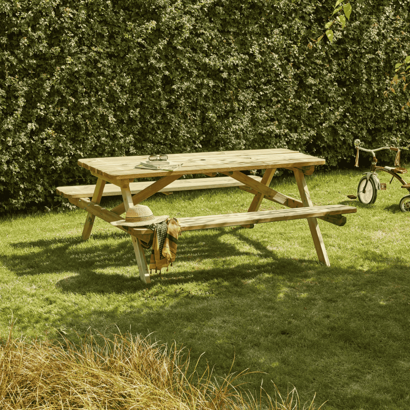 Forest Style - TABLE PIQUE NIQUE BOIS 180CM AVEC BANCS RABATTABLES - Imagen 3