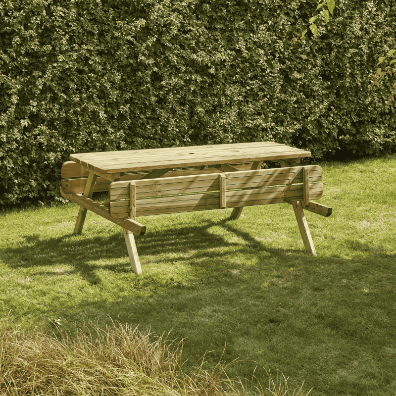 Forest Style - TABLE PIQUE NIQUE BOIS 180CM AVEC BANCS RABATTABLES - Imagen 4