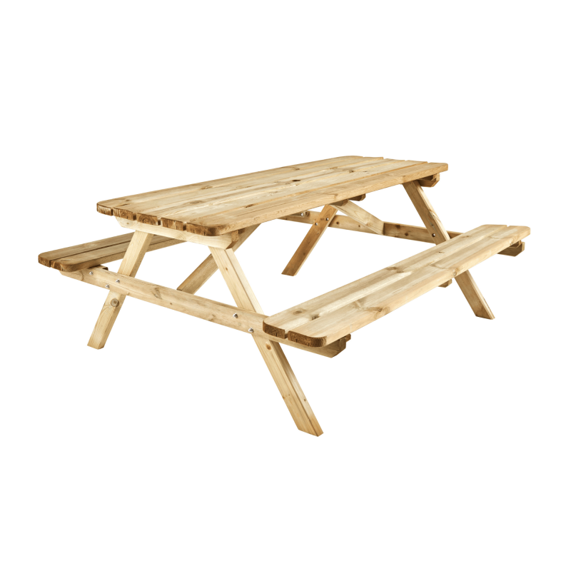 Forest Style - TABLE PIQUE NIQUE BOIS 180CM AVEC BANCS RABATTABLES - Imagen 1