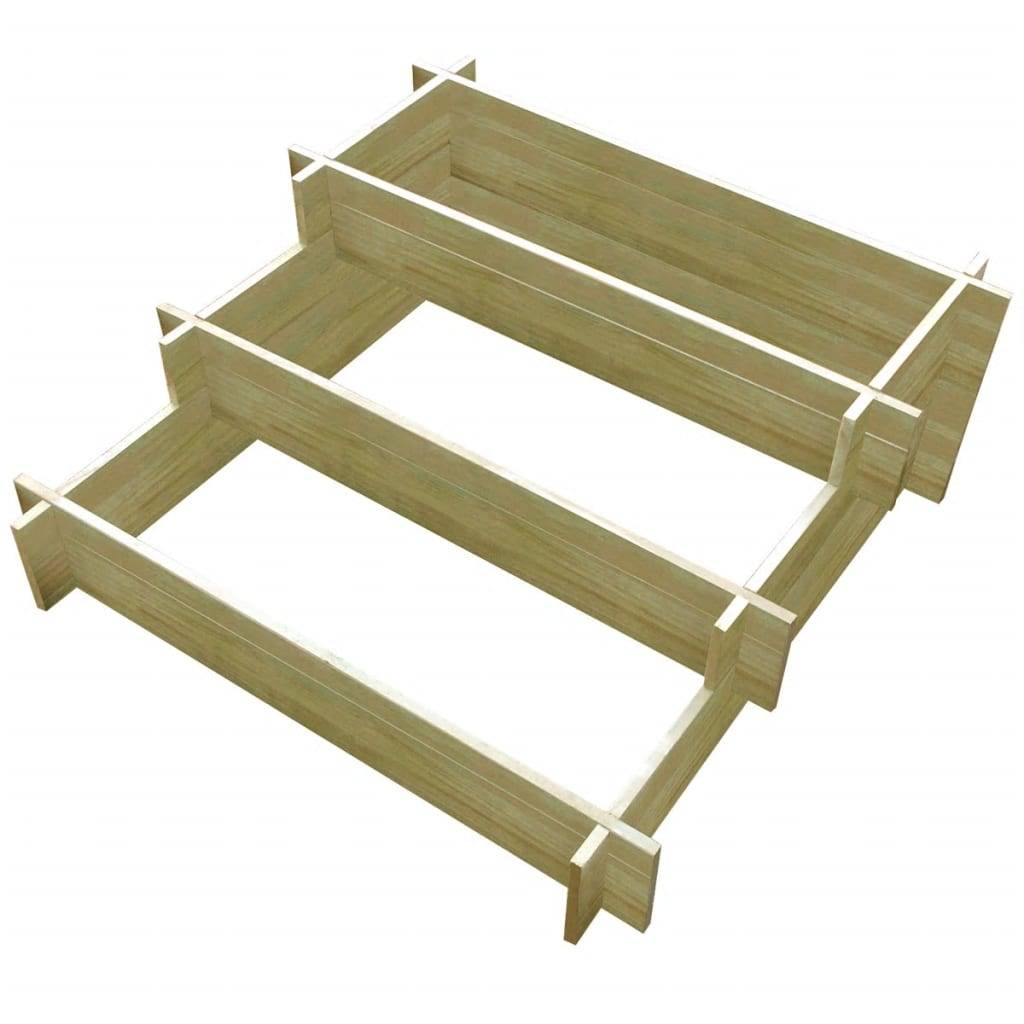 Helloshop26 - Jardinière à 3 niveau x 90 x 90 x 35 cm jardin plantes fleurs bois imprégné - Imagen 1