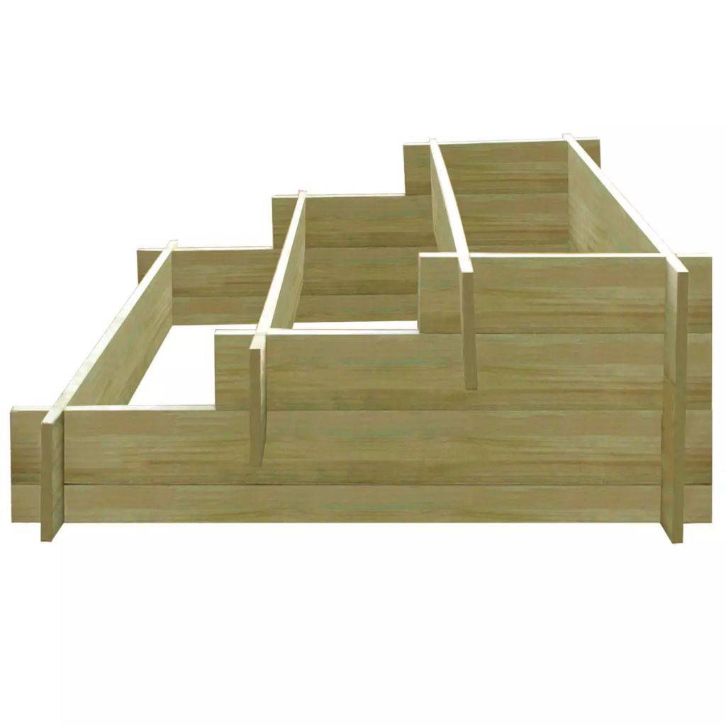Helloshop26 - Jardinière à 3 niveau x 90 x 90 x 35 cm jardin plantes fleurs bois imprégné - Imagen 3