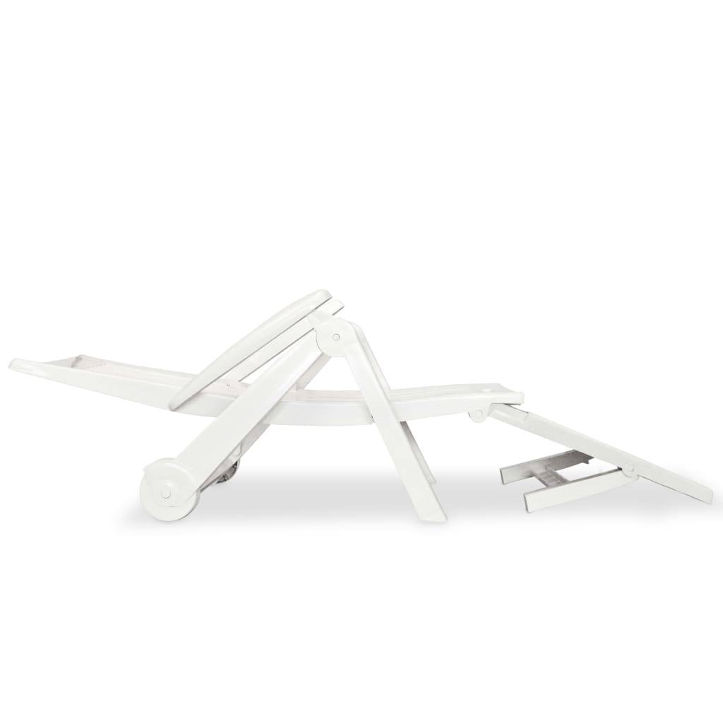 Helloshop26 - Transat chaise longue bain de soleil lit de jardin terrasse meuble d'extérieur avec repose-pied plastique blanc - Imagen 3
