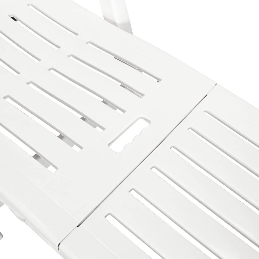 Helloshop26 - Transat chaise longue bain de soleil lit de jardin terrasse meuble d'extérieur avec repose-pied plastique blanc - Imagen 5