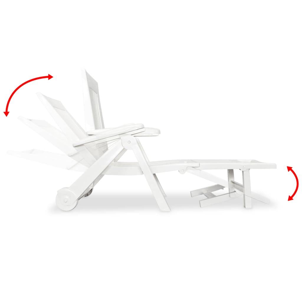 Helloshop26 - Transat chaise longue bain de soleil lit de jardin terrasse meuble d'extérieur avec repose-pied plastique blanc - Imagen 6