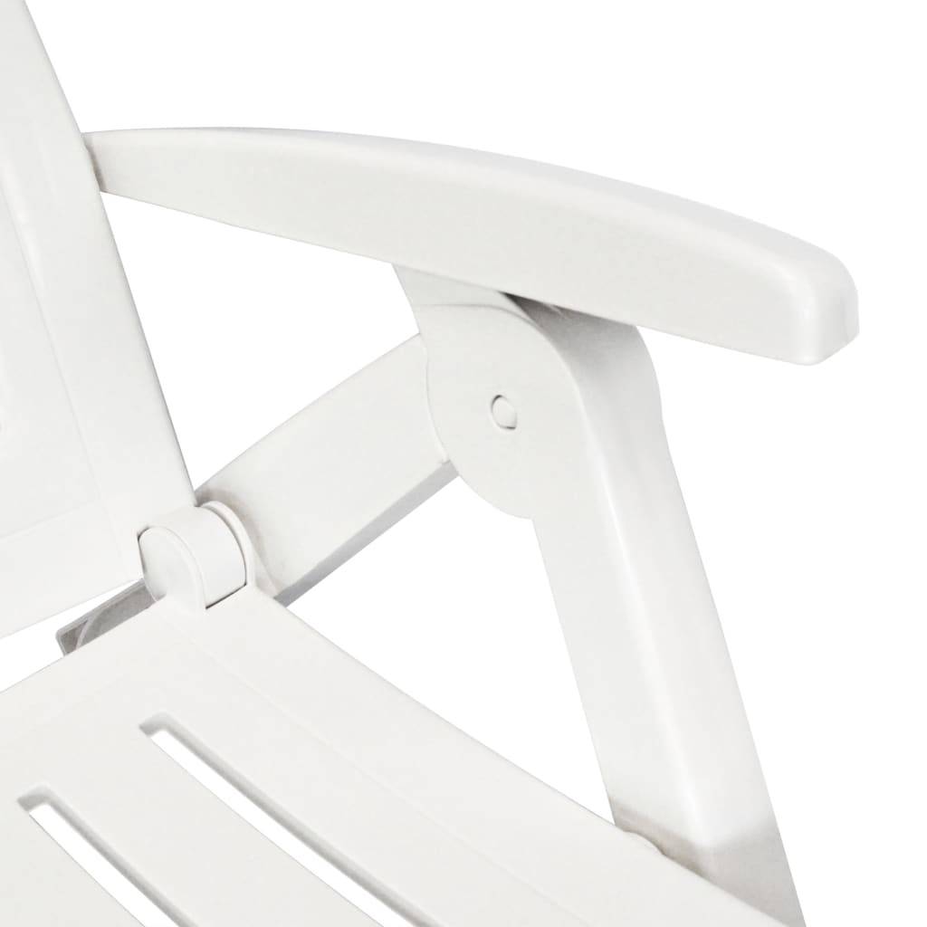 Helloshop26 - Transat chaise longue bain de soleil lit de jardin terrasse meuble d'extérieur avec repose-pied plastique blanc - Imagen 4