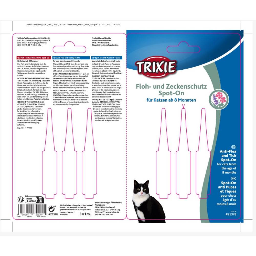 Pipettes anti-tiques et puces, Spot-On pour chat + de 8 mois - Imagen 3
