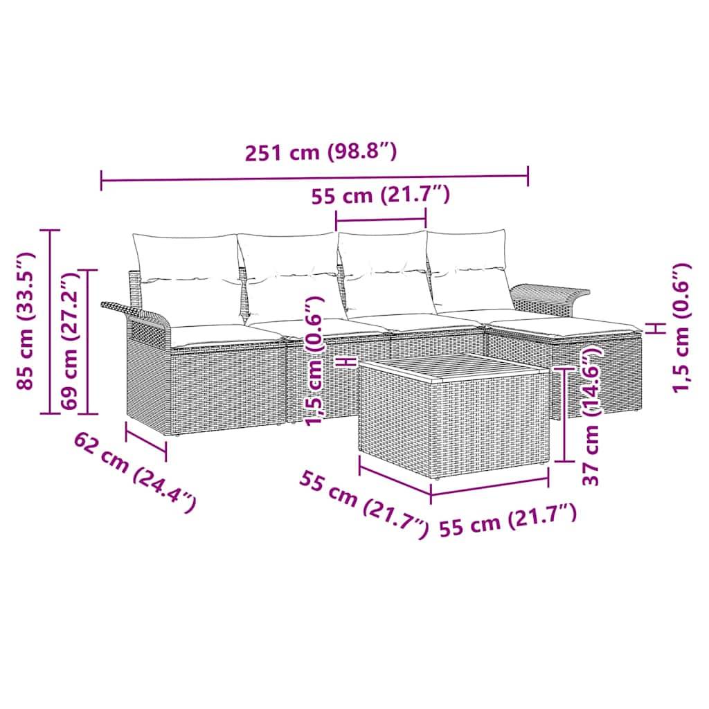 ComfortXL - Salon de jardin 6 places en polyrotin avec table et pouf de rangement Noir – ComfortXL Outdoor Living - Image 9