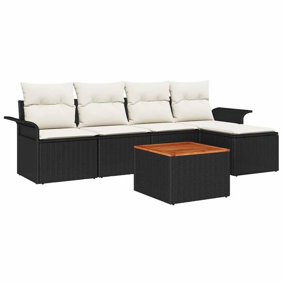 ComfortXL - Salon de jardin 6 places en polyrotin avec table et pouf de rangement Noir – ComfortXL Outdoor Living - Image 2