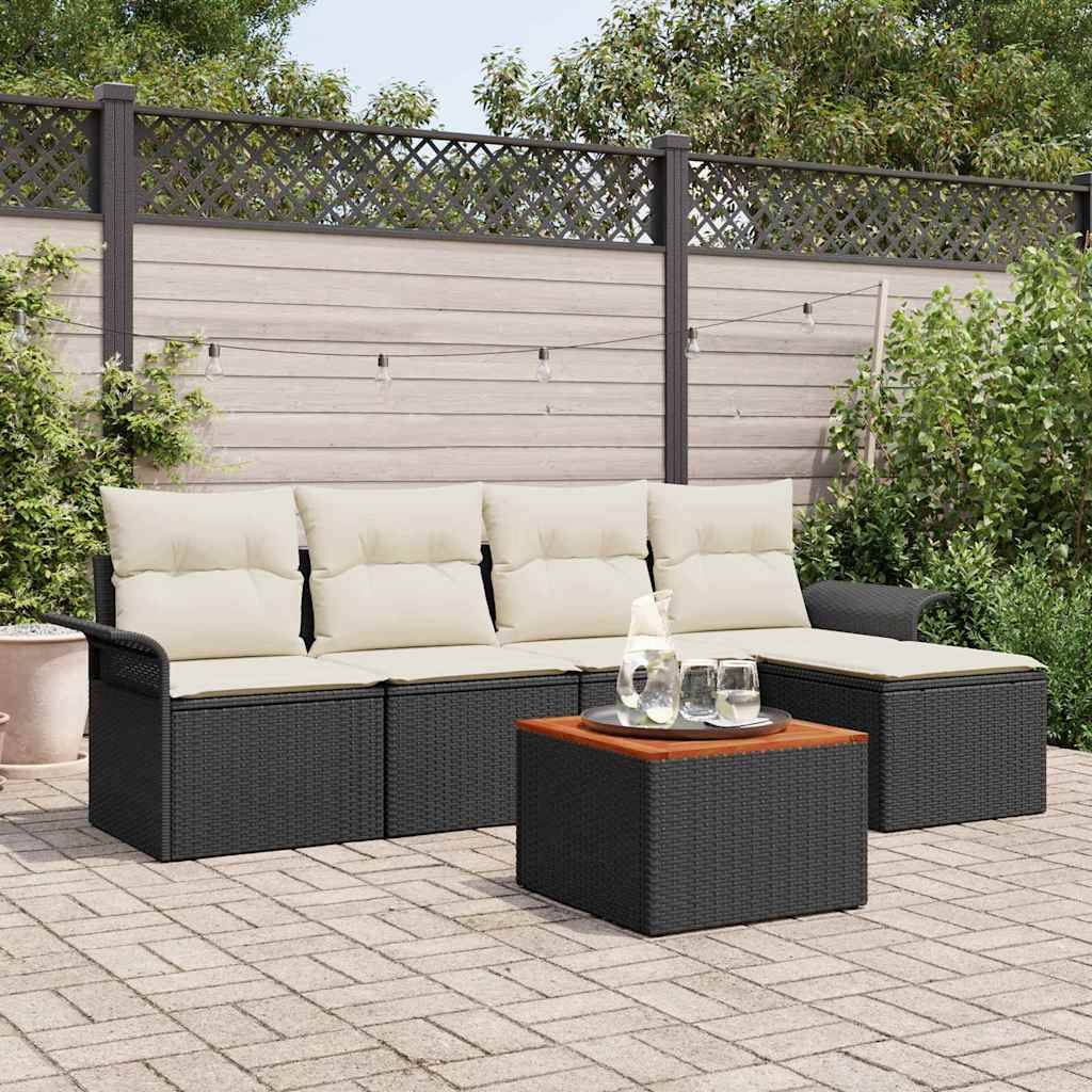 ComfortXL - Salon de jardin 6 places en polyrotin avec table et pouf de rangement Noir – ComfortXL Outdoor Living - Image 1