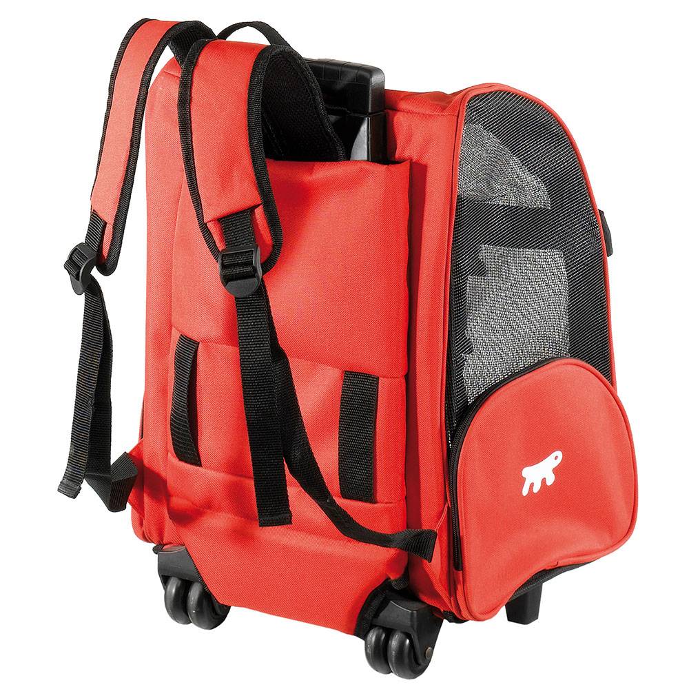 Ferplast - Panier de Transport Petits Chiens Chats TROLLEY à Roulettes, Sac à Dos pour Petits Chiens Chats, Poignée Télescopique, Poches pour Accessoires, Rouge - Imagen 7