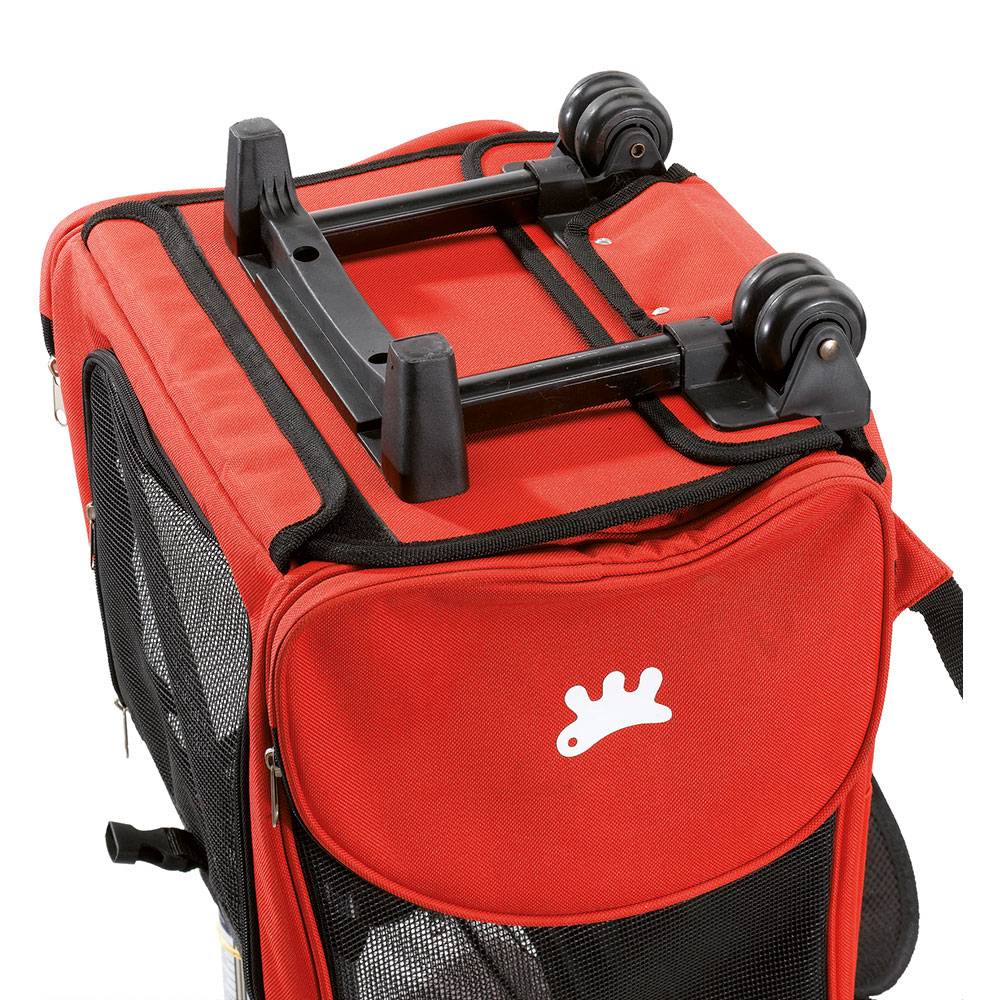Ferplast - Panier de Transport Petits Chiens Chats TROLLEY à Roulettes, Sac à Dos pour Petits Chiens Chats, Poignée Télescopique, Poches pour Accessoires, Rouge - Imagen 5