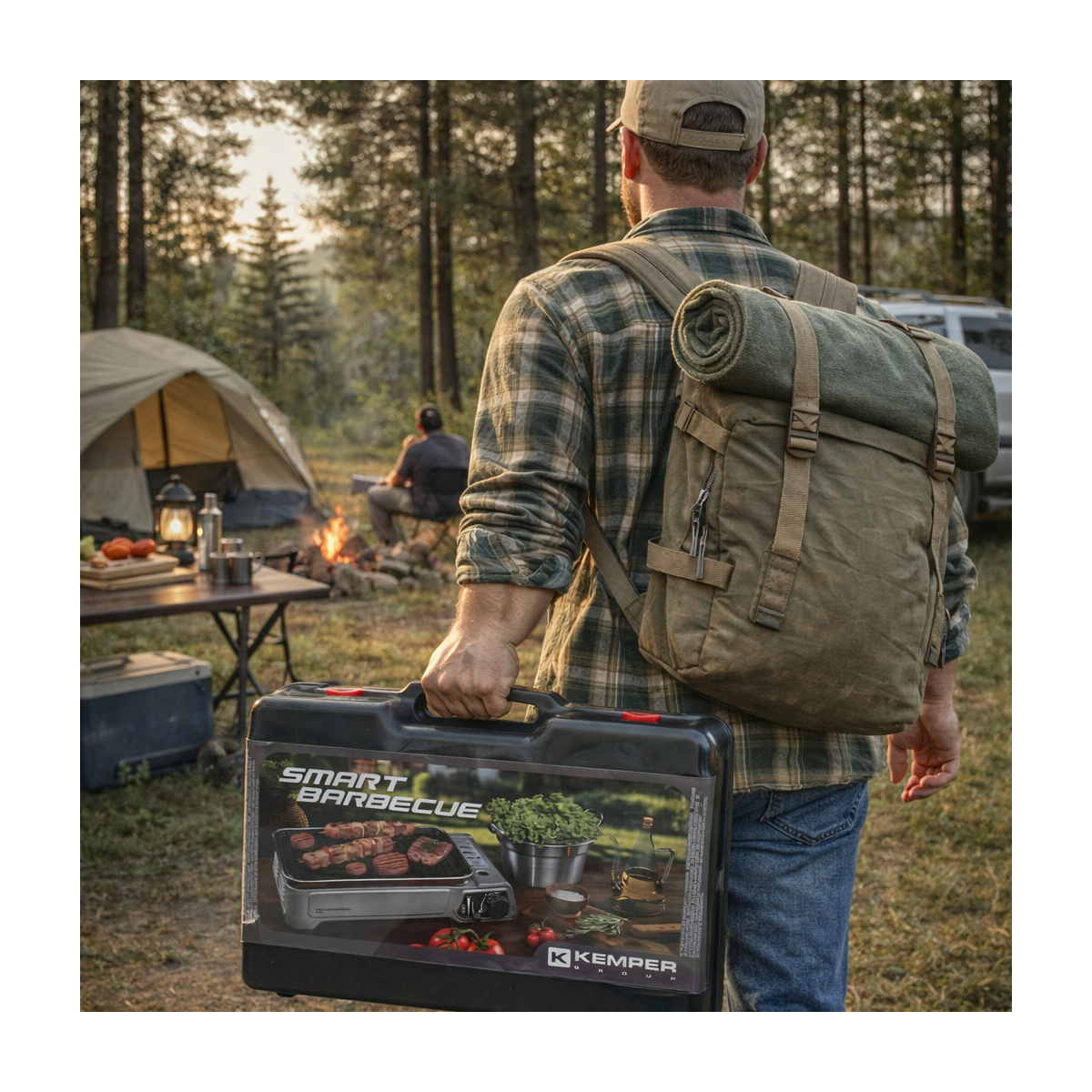 Barbecue à gaz portable 1900W Grille anti adhesive + 8 Cartouches gaz butane - Idéal camping, terrasse, extérieur KEMPER - Imagen 3