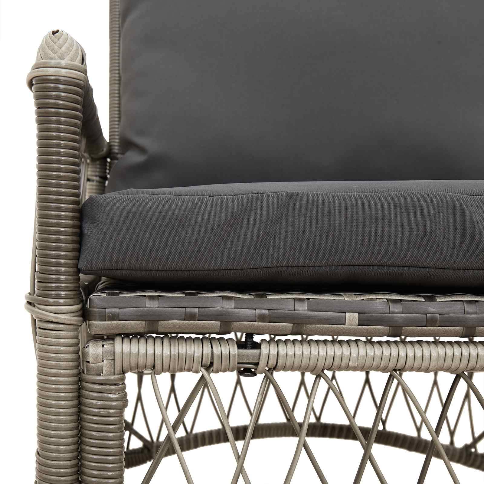 Chaise de jardin avec coussin Polyrotins Gris 73 x 61 x 77 cm, Poids :10.8kg - PANGIVO - Image 5