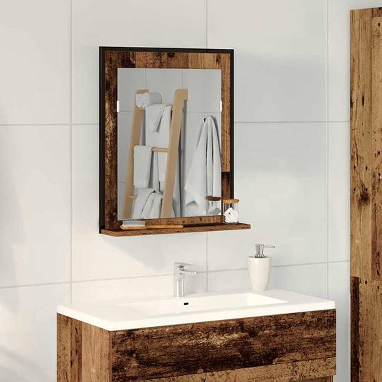 Miroir Bois ancien 50 x 12 x 60 cm Verre et Bois Ingénierie Maison Chic - Image 2