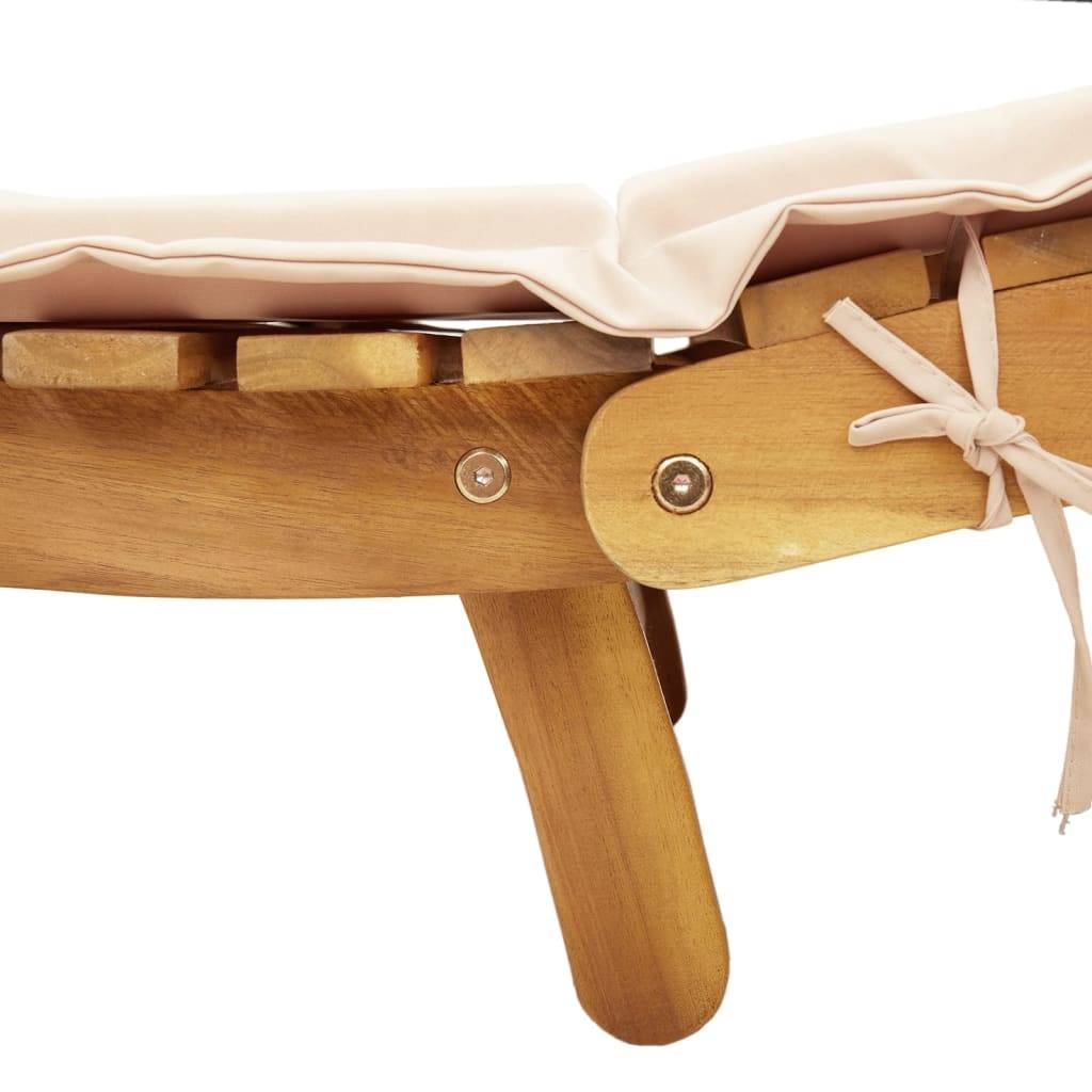 Maison Chic - Bain de soleil - Transat - Chaise longue avec coussin beige bois d'acacia solide - MEUBLE PRO - Image 6
