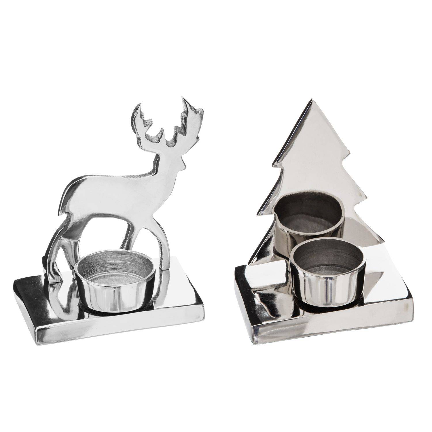 Sans Marque - 2 Photophores de Noël design métal Terre sauvage - Argent - Toilinux