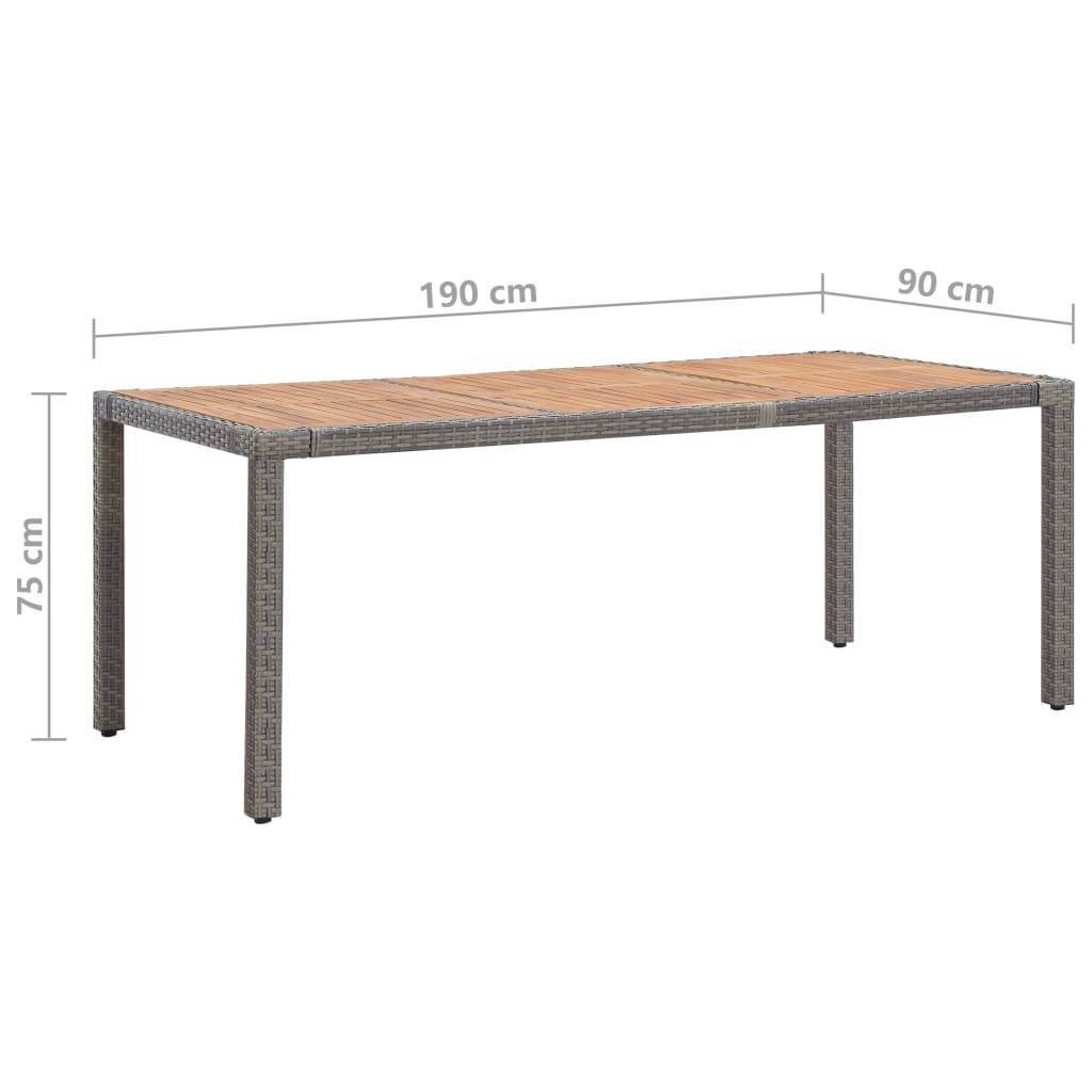 Vidaxl - Table de jardin Gris 190x90x75cm Résine tressée et acacia vidaXL 46108 - Imagen 3