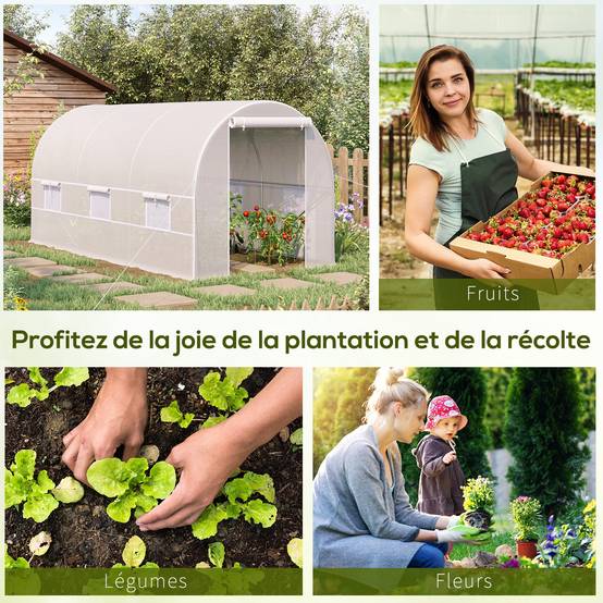 ComfortXL - Serre tunnel de jardin en PE pour culture protection anti-UV 400x200x200cm blanc - ComfortXL Outdoor Living - Image 7