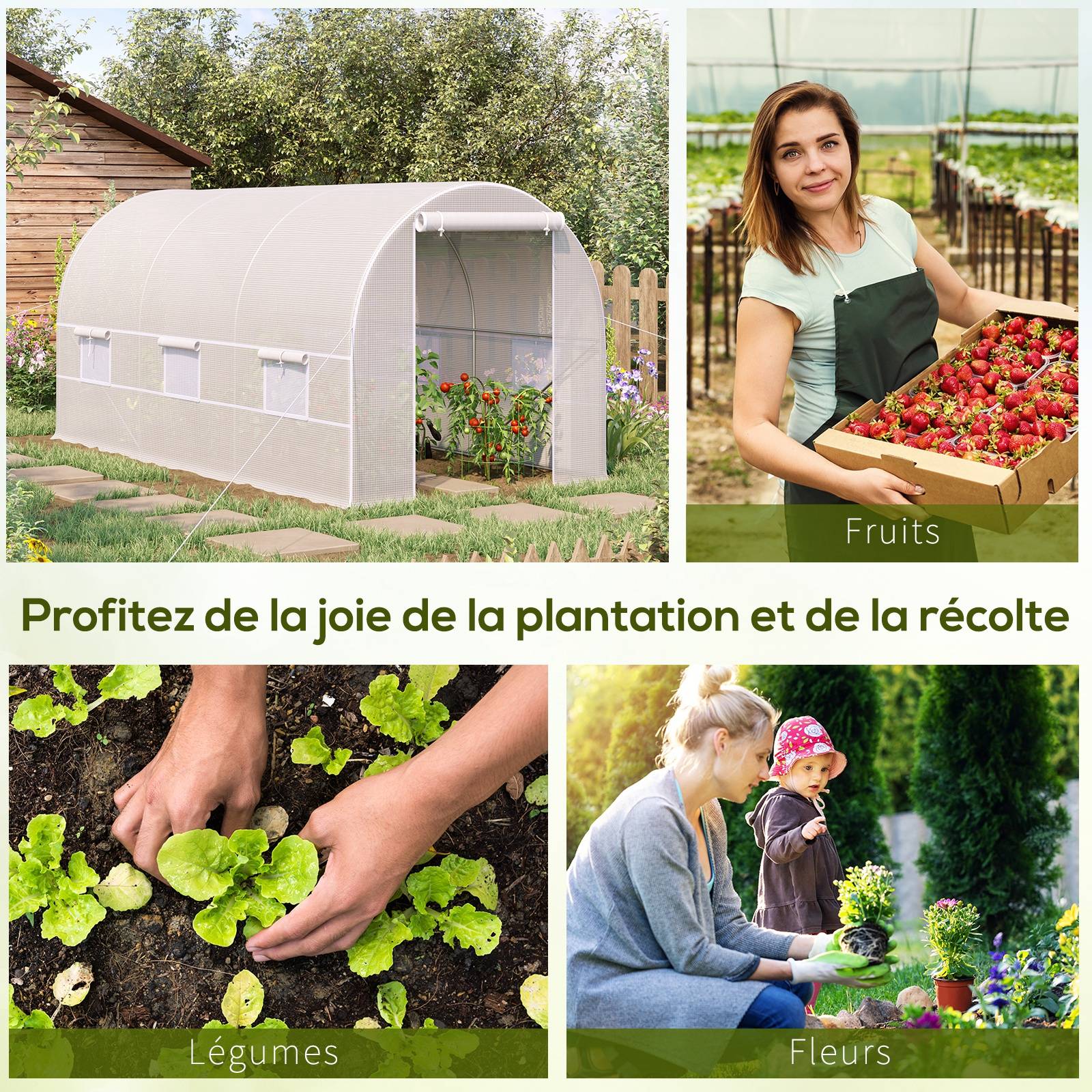 ComfortXL - Serre tunnel de jardin en PE pour culture protection anti-UV 400x200x200cm blanc - ComfortXL Outdoor Living - Image 7
