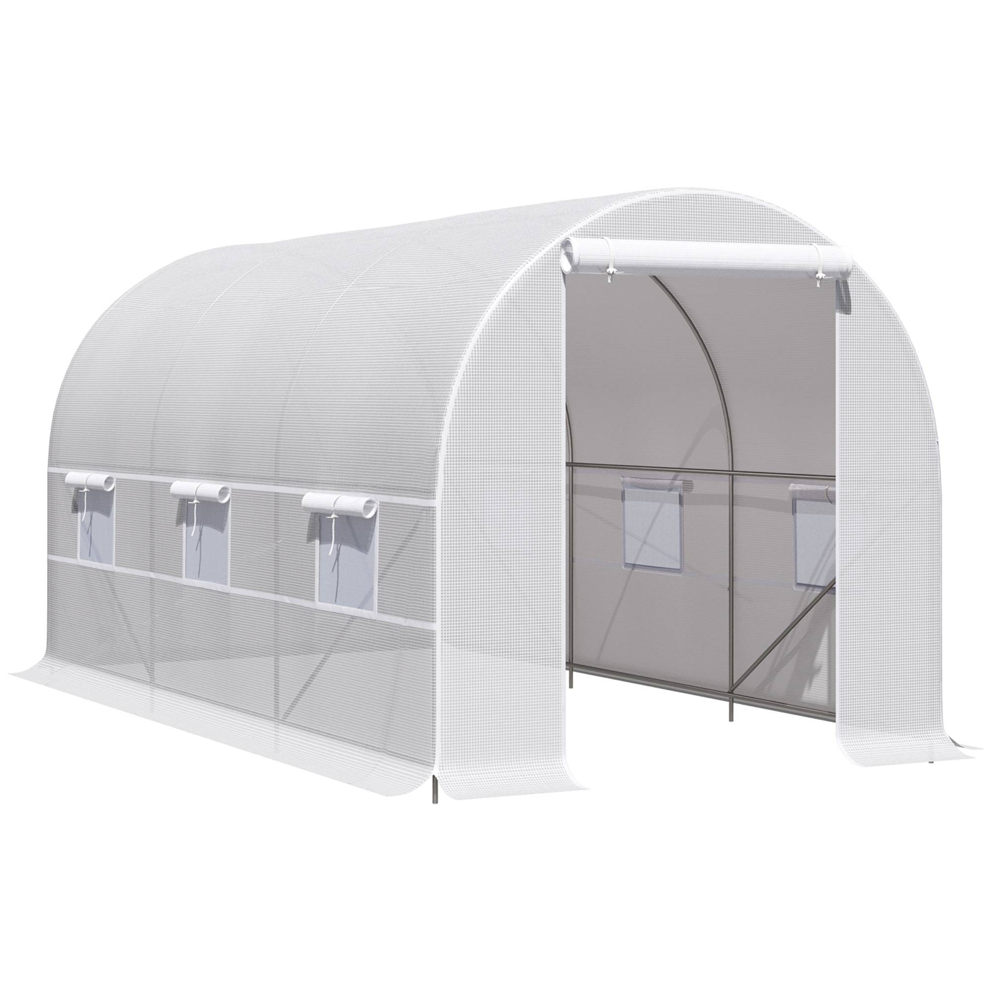 ComfortXL - Serre tunnel de jardin bâche PE 140 g/m² 400 x 200 x 200 cm blanc 8 m² 6 fenêtres - ComfortXL Outdoor Living - Image 2