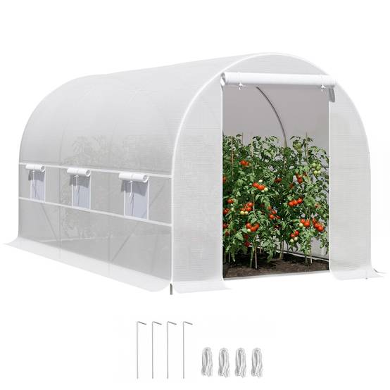 ComfortXL - Serre tunnel de jardin en PE pour culture protection anti-UV 400x200x200cm blanc - ComfortXL Outdoor Living - Image 1