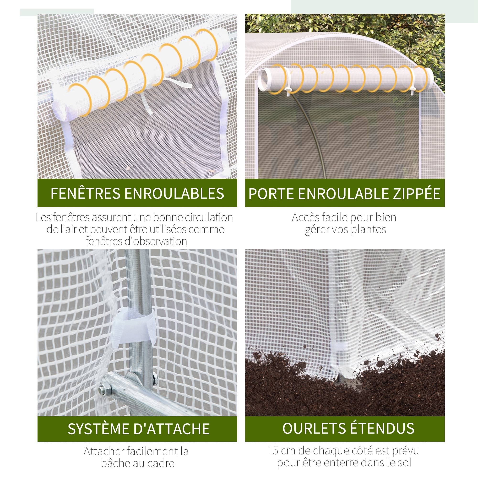 ComfortXL - Serre tunnel de jardin en PE pour culture protection anti-UV 400x200x200cm blanc - ComfortXL Outdoor Living - Image 8