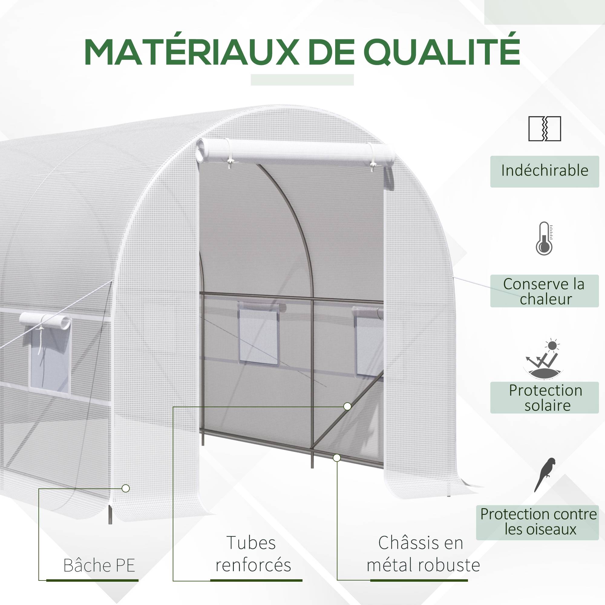 ComfortXL - Serre tunnel de jardin en PE pour culture protection anti-UV 400x200x200cm blanc - ComfortXL Outdoor Living - Image 6